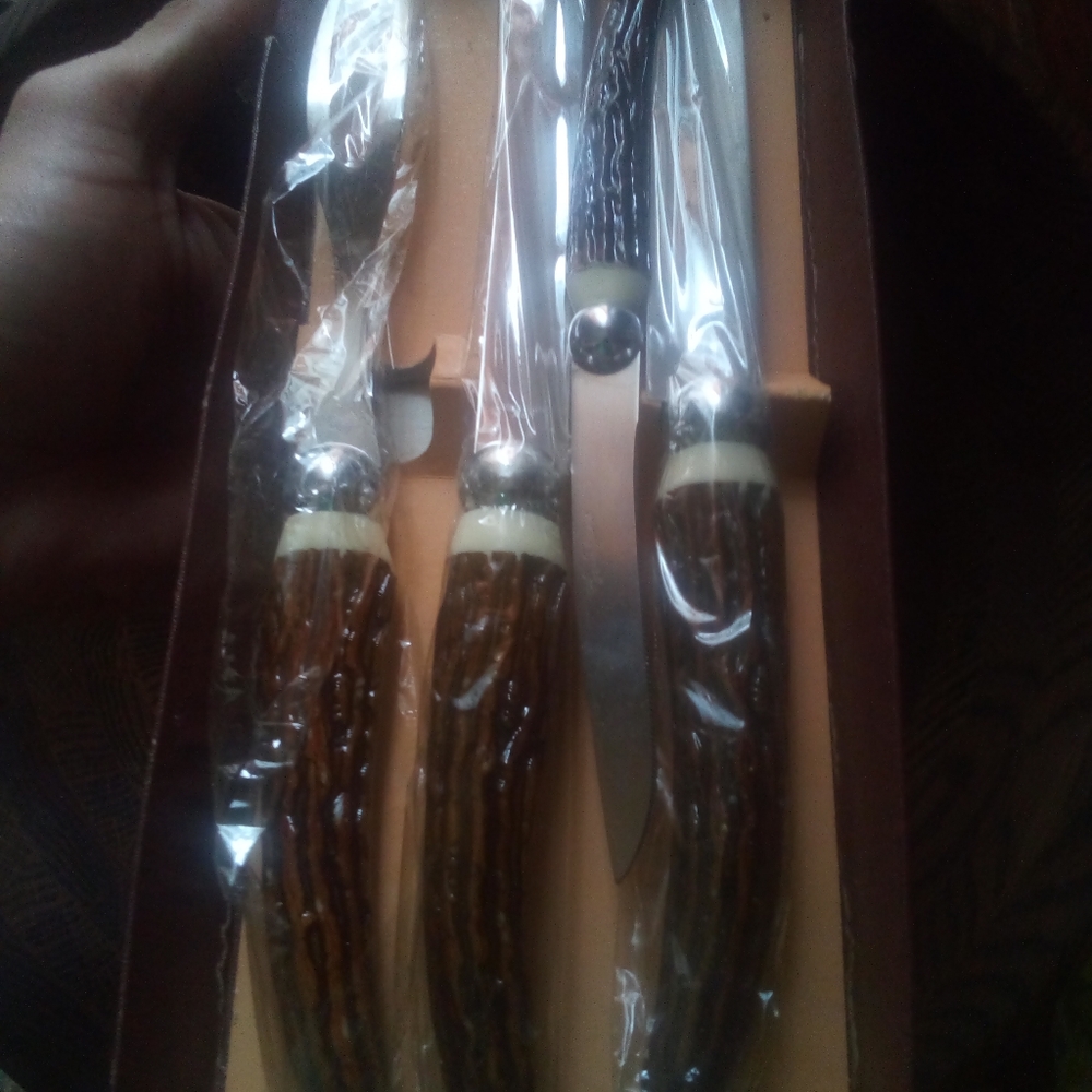 Heirloom bowl and hand made curved knifes
